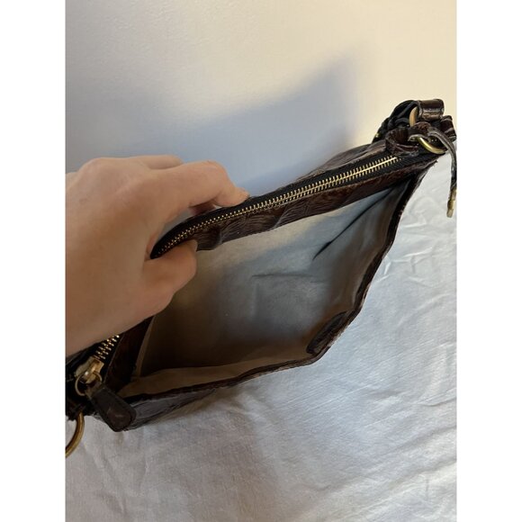 Brahmin Y2K Brown Croc Embossed Leather Shoulder Bag 25th Anniversary Edition - Picture 6 of 13